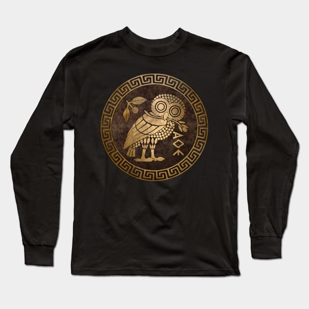 Athens Ancient Greece Athenian Owl Symbol of Goddess Athena Long Sleeve T-Shirt by AgemaApparel
